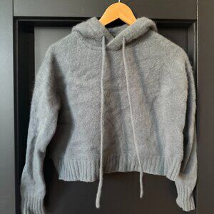 Aritzia Luxe Cashmere Dusty Blue 100% Cashmere sweater cropped hoodie